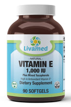 Load image into Gallery viewer, Livamed - Vitamin E 1,000 IU Plus Mixed Tocopherols Softgels 90 Count - Livamed Vitamins