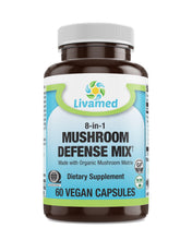 Load image into Gallery viewer, Livamed - Mushroom Defense Mix Veg Caps - 8 in 1 Blend Made with Organic Mushroom Complex 60 Count - Livamed Vitamins