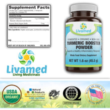 Load image into Gallery viewer, Fermented Organic Turmeric Booster Powder with Black Pepper 1.6 oz Count