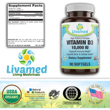 Load image into Gallery viewer, Vitamin D3 10,000 IU Softgel 90 Count