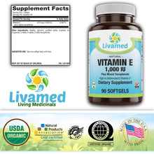 Load image into Gallery viewer, Vitamin E 1,000 IU Plus Mixed Tocopherols Softgels 90 Count