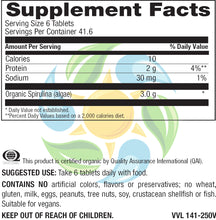 Load image into Gallery viewer, 100% Organic Spirulina 500 mg Veg Tabs 250 Count