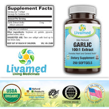 Load image into Gallery viewer, Garlic 500 mg 100:1 Extract Odor-Reduced Softgels 250 Count
