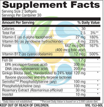 Load image into Gallery viewer, Brain Support Softgels with Omega-3 Fish Oil 60 Count