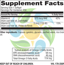 Load image into Gallery viewer, Cod Liver Oil Softgels 250 Count