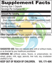 Load image into Gallery viewer, Resveratrol 150 mg Veg Caps   60 Count