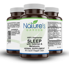 Load image into Gallery viewer, Organic Sleep Formula w/Valerian & Melatonin - 60 Liquid Veggie Caps with Organic Chamomile, Passion Flower, Skullcap, Hops & More! - Herbal & Non-Habit Forming