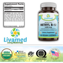 Load image into Gallery viewer, Methyl B12 5,000mcg Lozenge  60 Count
