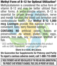 Load image into Gallery viewer, Methyl B12 1,000 mcg Veg Lozenge - Natural Berry Flavor 100 Count