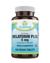 Load image into Gallery viewer, Livamed - Melatonin Plus 5 mg Veg Tabs 100 Count - Livamed Vitamins
