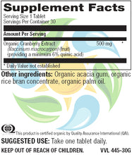 Load image into Gallery viewer, Organic Cranberry 500 mg Veg Tabs  30 Count