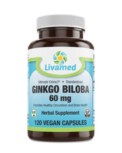 Load image into Gallery viewer, Livamed - Ginkgo Biloba 60 mg Veg Caps 120 Count - Livamed Vitamins
