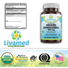 Load image into Gallery viewer, Organic Ashwagandha 500 mg Tab 50 Count