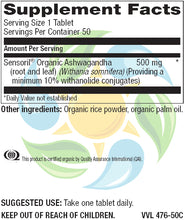 Load image into Gallery viewer, Organic Ashwagandha 500 mg Tab   50 Count
