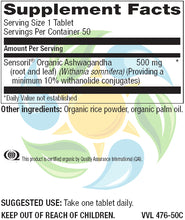 Load image into Gallery viewer, Organic Ashwagandha 500 mg Tab 50 Count