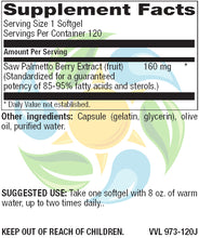 Load image into Gallery viewer, Saw Palmetto 120 mg Softgels 120 Count