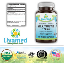 Load image into Gallery viewer, Milk Thistle 175 mg Veg Caps 100 Count