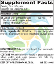 Load image into Gallery viewer, St. John's Wort 300 mg Veg Caps 100 Count