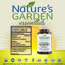 Load image into Gallery viewer, Bilberry - 60 Veggie Caps - Full Spectrum Wild Harvest Bilberry Leaf & Concentrated Extract.