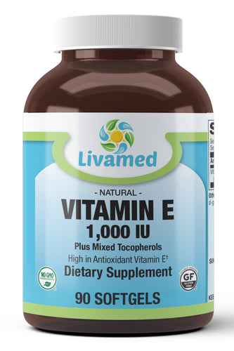 Livamed - Vitamin E 1,000 IU Plus Mixed Tocopherols Softgels 90 Count - Livamed Vitamins