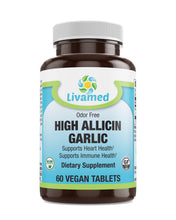 Load image into Gallery viewer, Livamed - High Allicin Garlic 500 mg Odor Free Veg Tabs 60 Count - Livamed Vitamins
