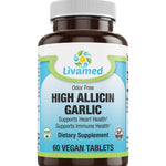 Livamed - High Allicin Garlic 500 mg Odor Free Veg Tabs 60 Count - Livamed Vitamins