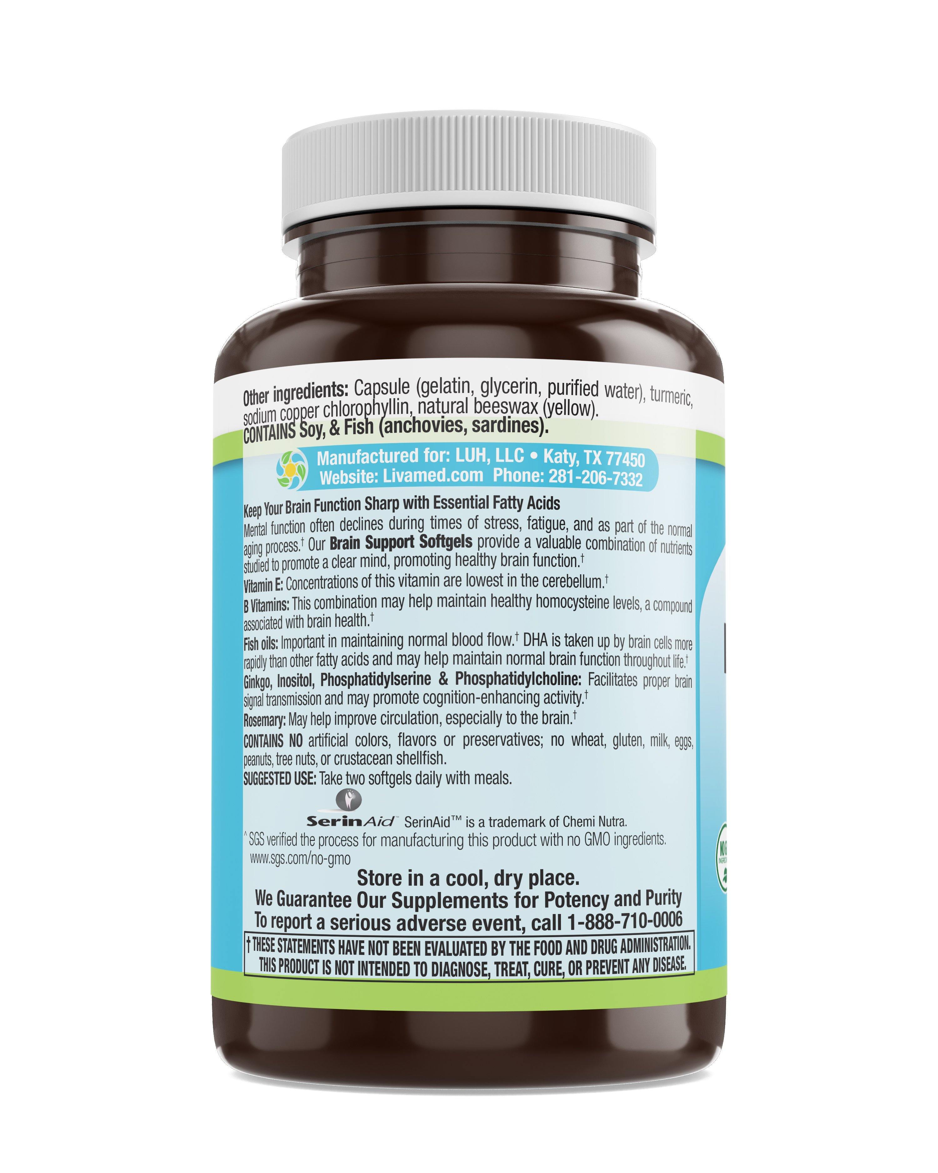 Livamed - Brain Support Softgels with Omega-3 Fish Oil 60 Count - Livamed Vitamins