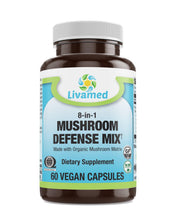 Load image into Gallery viewer, Livamed - Mushroom Defense Mix Veg Caps - 8 in 1 Blend Made with Organic Mushroom Complex 60 Count - Livamed Vitamins

