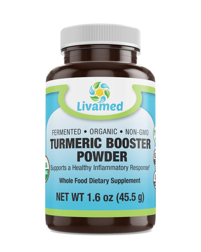 Livamed - Fermented Organic Turmeric Booster Powder with Black Pepper  1.6 oz Count - Livamed Vitamins