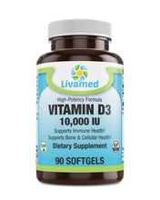 Load image into Gallery viewer, Livamed - Vitamin D3 10,000 IU Softgel 90 Count - Livamed Vitamins
