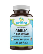 Load image into Gallery viewer, Livamed - Garlic 500 mg 100:1 Extract Odor-Reduced Softgels 250 Count - Livamed Vitamins
