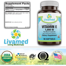 Load image into Gallery viewer, Vitamin E 1,000 IU Plus Mixed Tocopherols Softgels 90 Count
