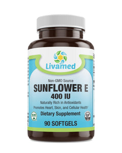Livamed - Non-GMO Sunflower E 400 IU Softgels 90 Count - Livamed Vitamins