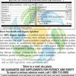 100% Organic Spirulina 500 mg Veg Tabs 250 Count