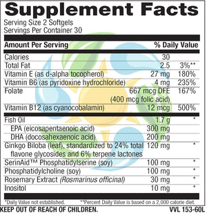 Brain Support Softgels with Omega-3 Fish Oil 60 Count