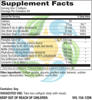 Prostate Support Softgels with Phytosterols 120 Count