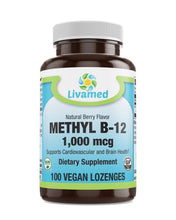 Load image into Gallery viewer, Livamed - Methyl B12 1,000 mcg Veg Lozenge - Natural Berry Flavor 100 Count - Livamed Vitamins
