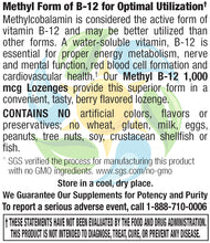 Load image into Gallery viewer, Methyl B12 1,000 mcg Veg Lozenge - Natural Berry Flavor 100 Count
