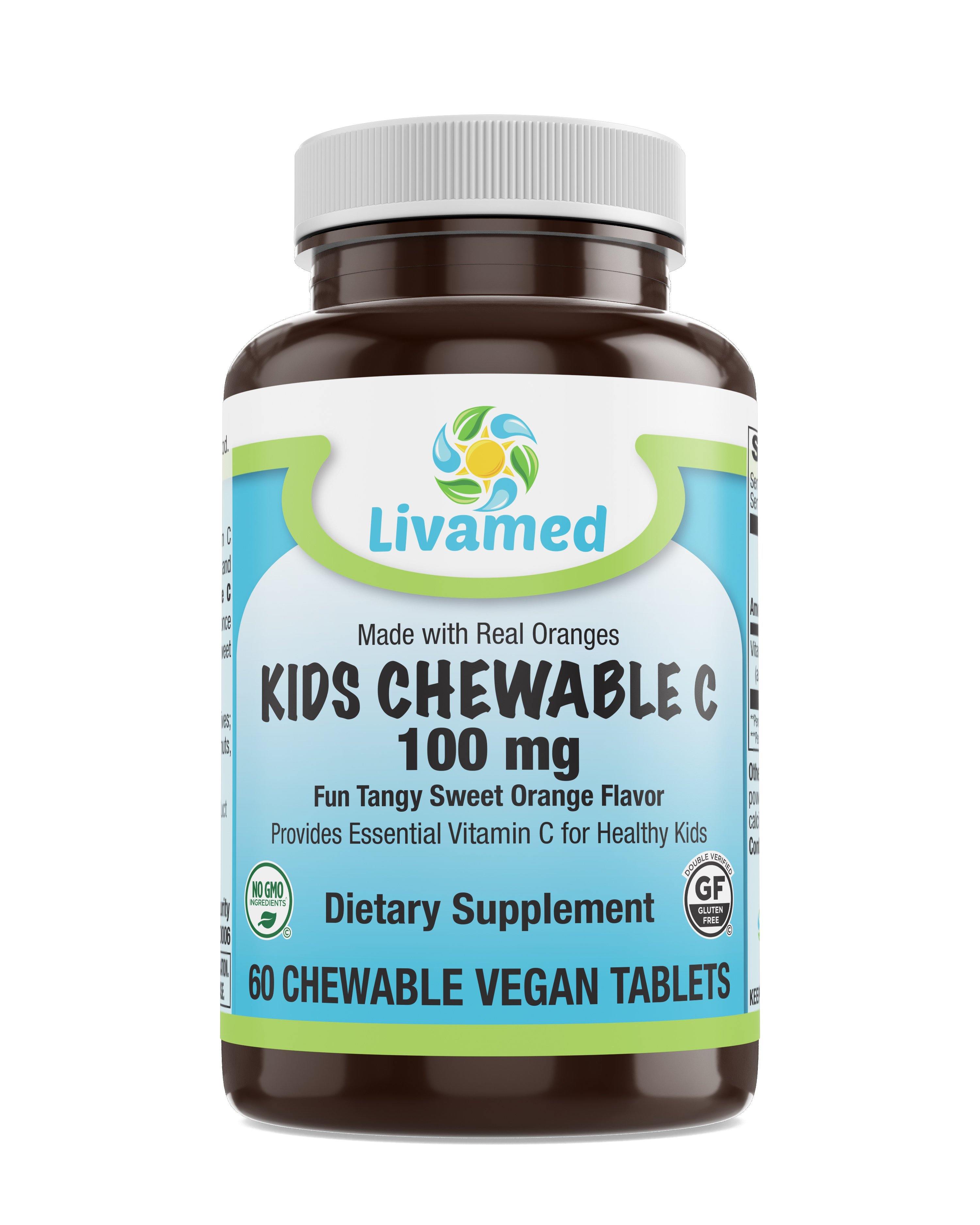 Livamed - Kids Chewable C 100 mg Veg Tabs 60 Count - Livamed Vitamins