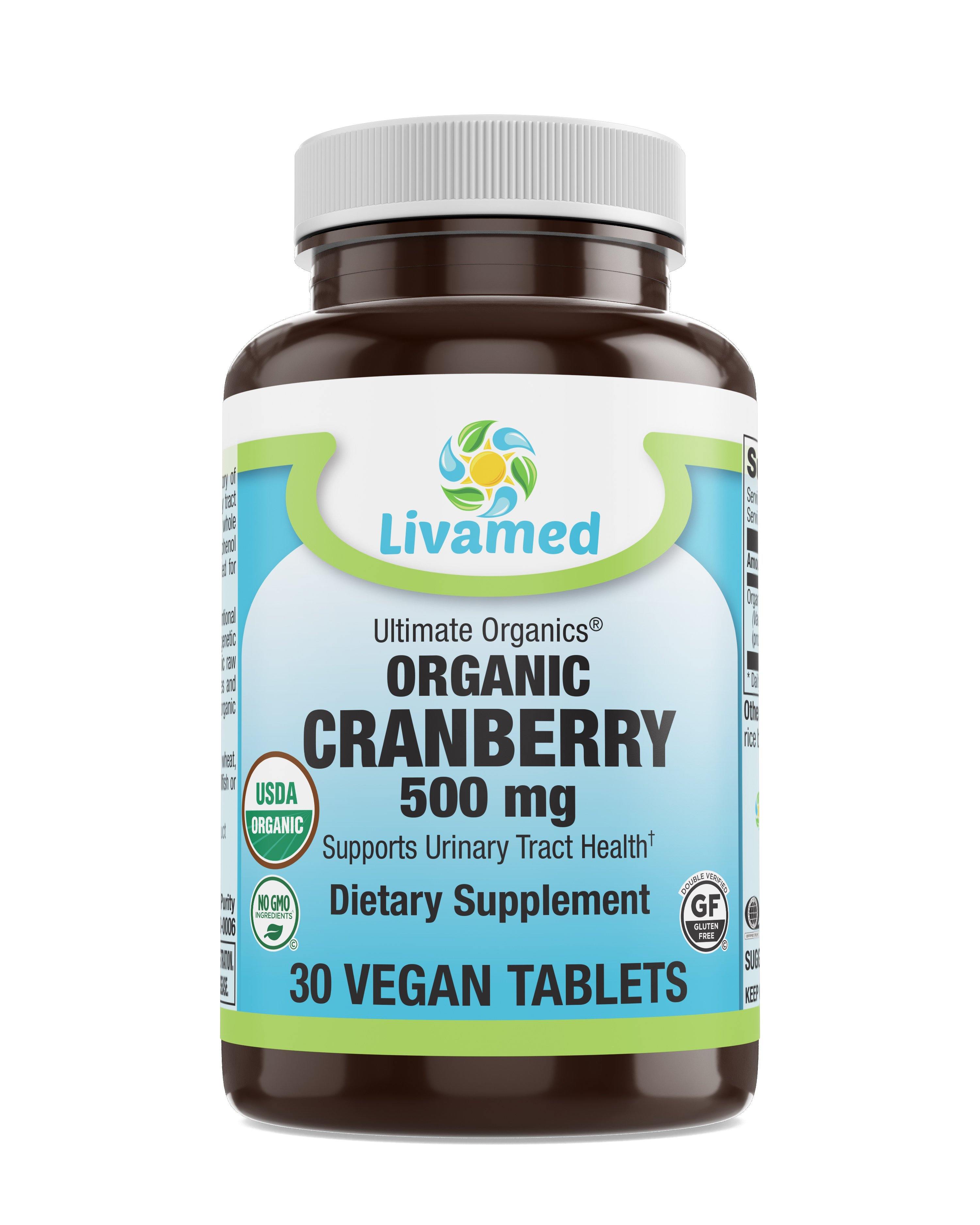 Livamed - Organic Cranberry 500 mg Veg Tabs  30 Count - Livamed Vitamins