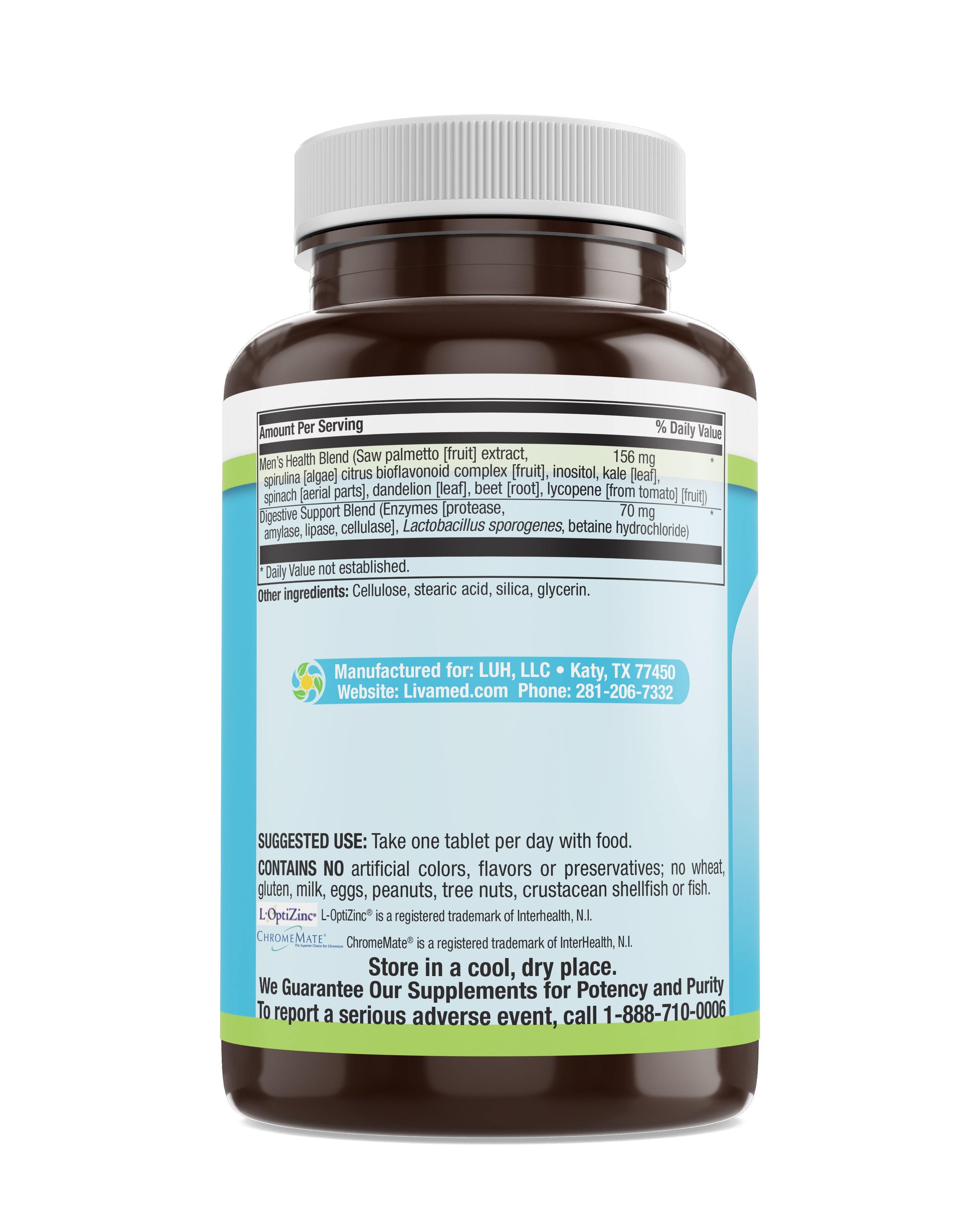 Livamed - Men's Once Daily Veg Tabs 90 Count - Livamed Vitamins