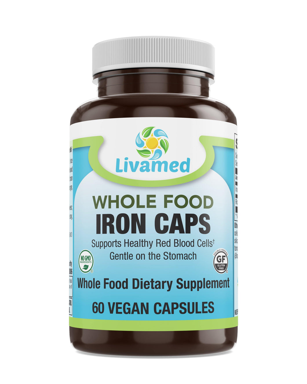 Livamed - Iron Veg Caps - Whole Food Essentials   60 Count - Livamed Vitamins