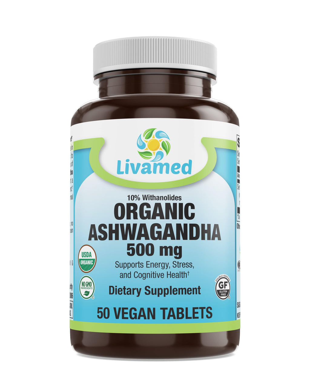 Livamed - Organic Ashwagandha 500 mg Tab   50 Count - Livamed Vitamins
