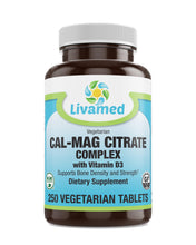 Load image into Gallery viewer, Livamed - Cal-Mag Citrate Complex with Vitamin D3 Veg Tabs 250 Count - Livamed Vitamins

