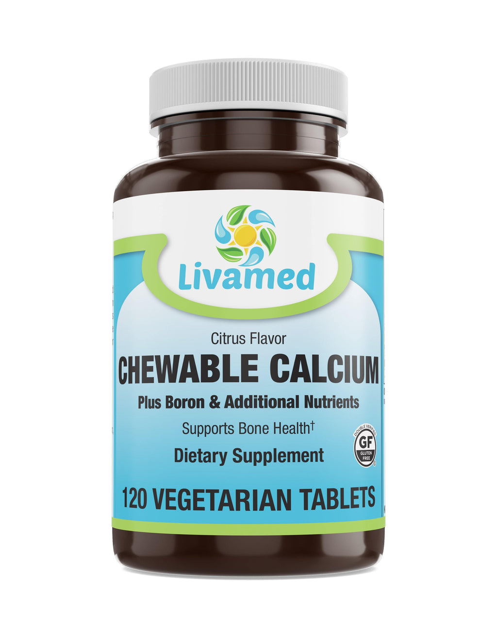 Livamed - Chewable Calcium Veg Tabs - Natural Citrus Flavor 120 Count - Livamed Vitamins