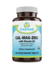 Load image into Gallery viewer, Livamed - Cal-Mag-Zinc with Vitamin D3 Veg Tabs 100 Count - Livamed Vitamins
