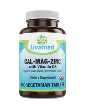 Load image into Gallery viewer, Livamed - Chelated Cal-Mag plus Betaine HCl Veg Tabs 250 Count - Livamed Vitamins
