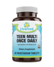 Load image into Gallery viewer, Livamed - Food Rich Teen Multivitamin Once Daily Veg Tabs 60 Count - Livamed Vitamins
