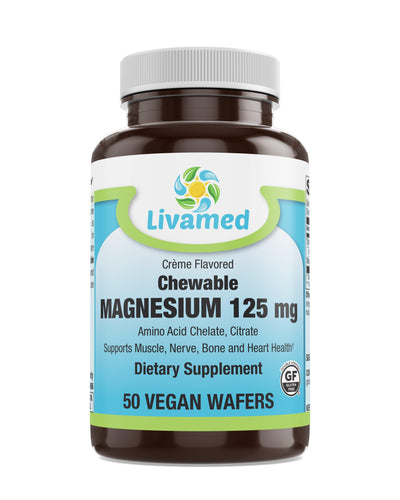 Livamed - Chewable Magnesium 125 mg Veg Wafer 50 Count - Livamed Vitamins
