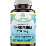 Livamed - Chromium Picolinate 200 mcg (ChromeMate® GTF) Veg Tabs 120 Count XXX - Livamed Vitamins